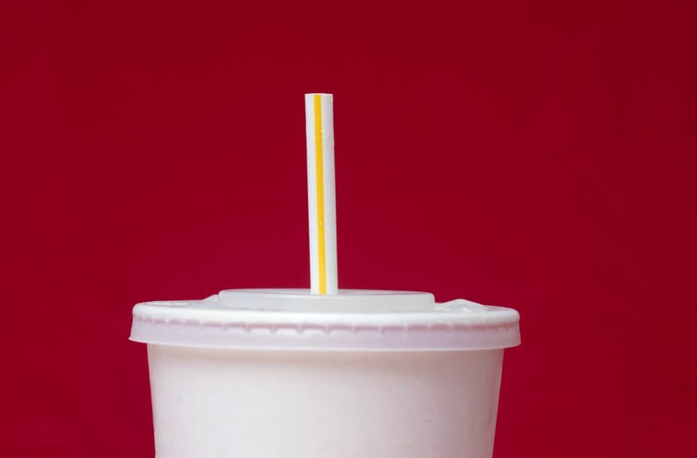 A large soft drink with a plastic straw from a McDonald's restaurant is shown, Thursday, May 24, 2018. (Wilfredo Lee/AP)