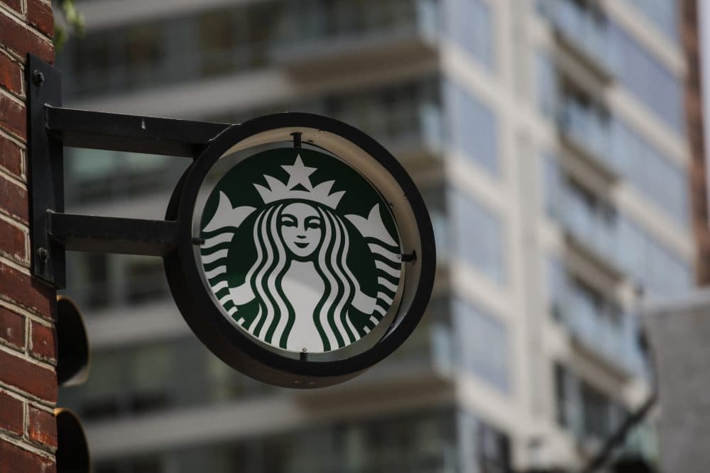 The Starbucks logo is seen outside a store in Philadelphia. (Kena Betancur/AFP/Getty Images)