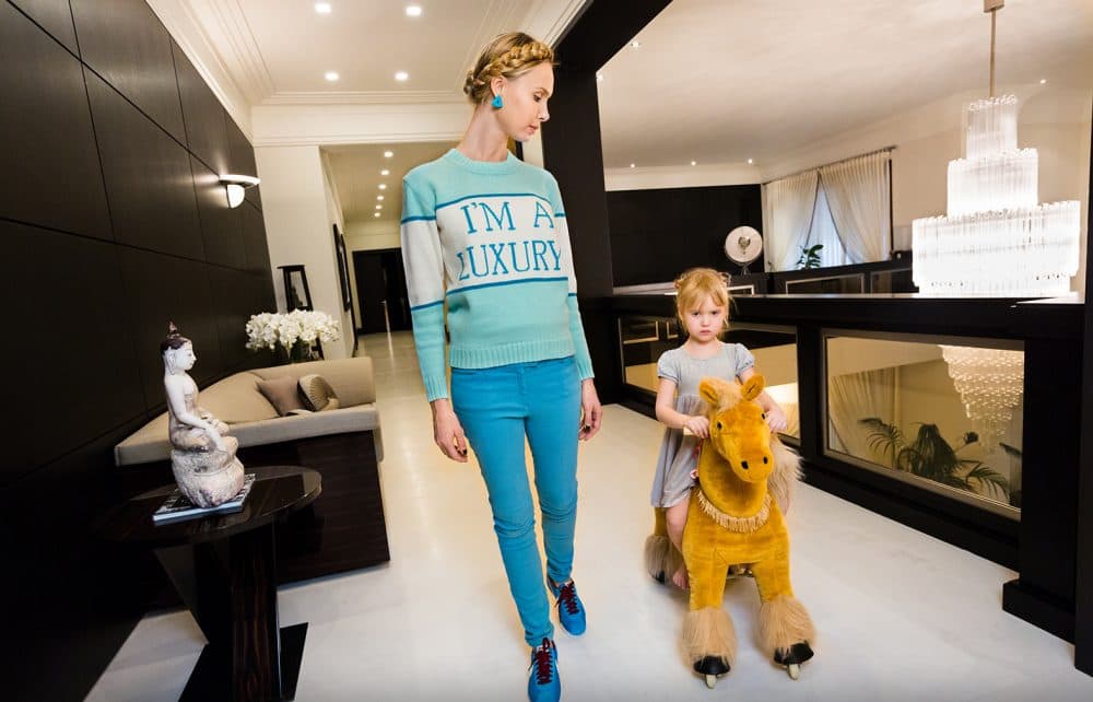 Russian socialite Ilona Stolie and her daughter, Michelle, in a clip used in &quot;Generation Wealth.&quot; (Courtesy Lauren Greenfield)