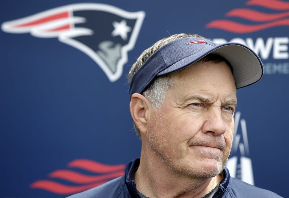 New England Patriots head coach Bill Belichick takes questions from reporters during an NFL football minicamp practice, Thursday, June 7, 2018, in Foxborough, Mass. (Steven Senne/Associated Press)