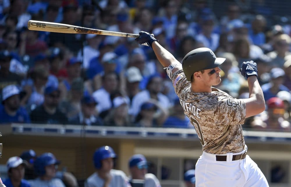 The San Diego Padres wear camouflage jerseys for Sunday home games. (Denis Poroy/Getty Images)