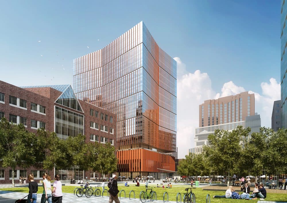 An artist's rendering of 314 Main Street in Cambridge. The building will be home to a new Boeing research center -- called the Aerospace and Autonomy Center -- which will focus on developing autonomous aircraft technology. The Boeing center will also anchor MIT's $2 billion Kendall Square development project. (Courtesy Perkins + Will/MIT)