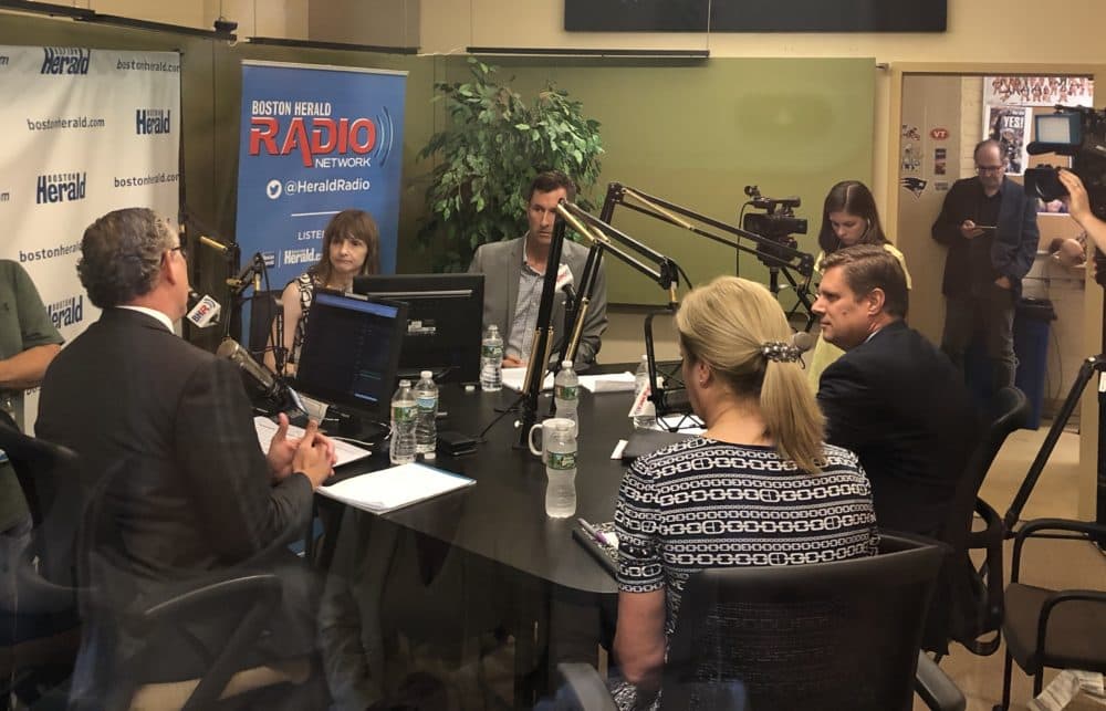 The three Republicans running for U.S. Senate squared off in their first primary debate on Boston Herald Radio Tuesday afternoon. (Matt Murphy/SHNS)