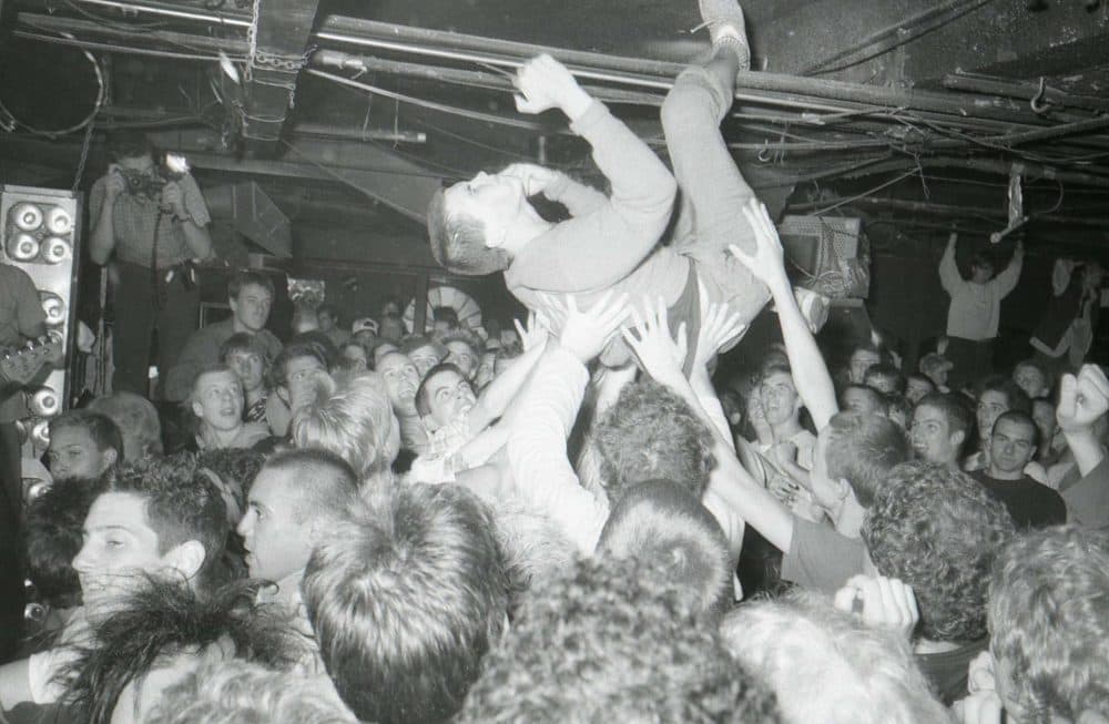 Dicky Barrett crowd surfing at The Rat in Boston in the '80s. (Courtesy Phil-in-Phlash)