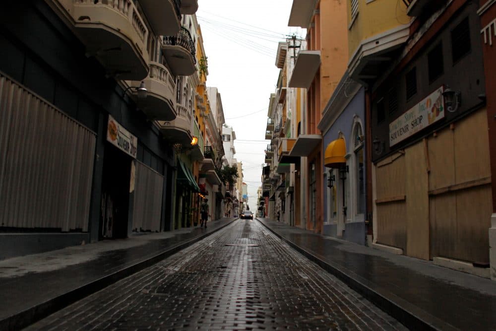A usually crowded and busy street is seen empty in Old San Juan, Puerto Rico on Nov. 7, 2017, in the wake of Hurricane Maria. (Ricardo Arduengo/AFP/Getty Images)