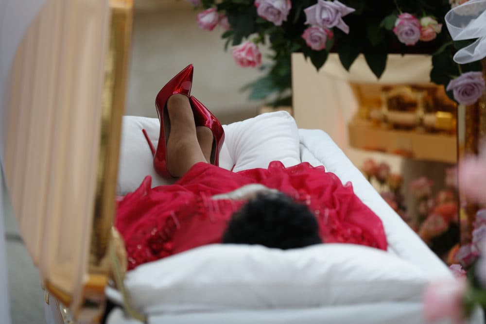 The body of Aretha Franklin lies in repose at the Charles H. Wright Museum of African American History on Aug. 28, 2018 in Detroit. (Paul Sancya-Pool/Getty Images)
