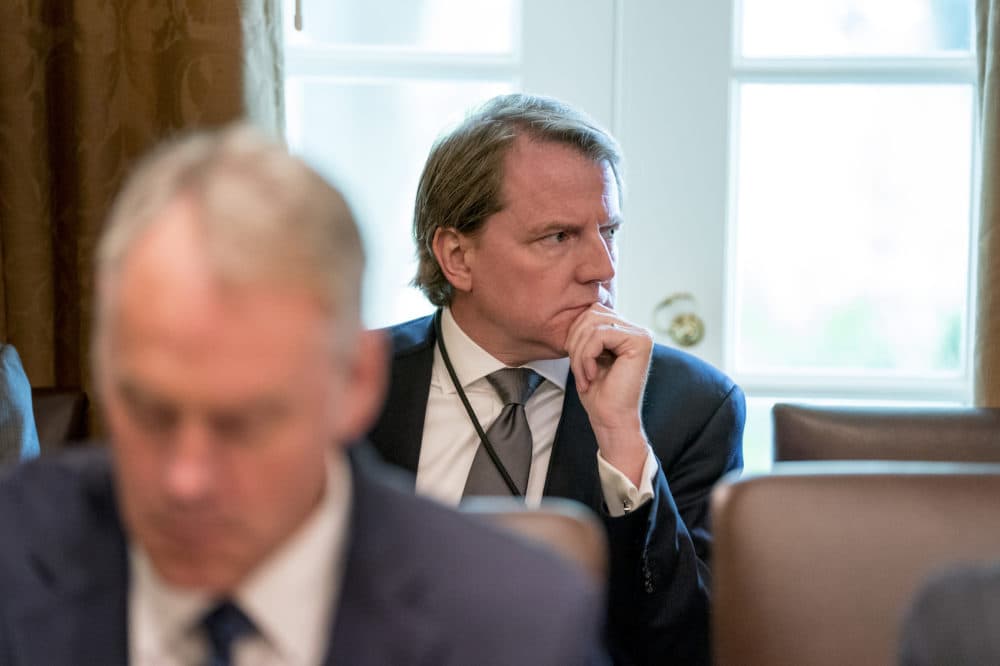 White House counsel Donald McGahn attends a cabinet meeting in the Cabinet Room of the White House, Thursday, Aug. 16, 2018, in Washington. (Andrew Harnik/AP)
