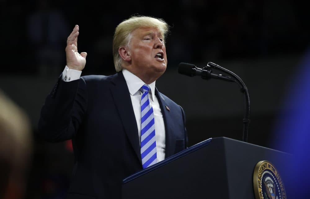 President Donald Trump speaks during a rally Tuesday, Aug. 21, 2018, in Charleston, W.Va. (Alex Brandon/AP)
