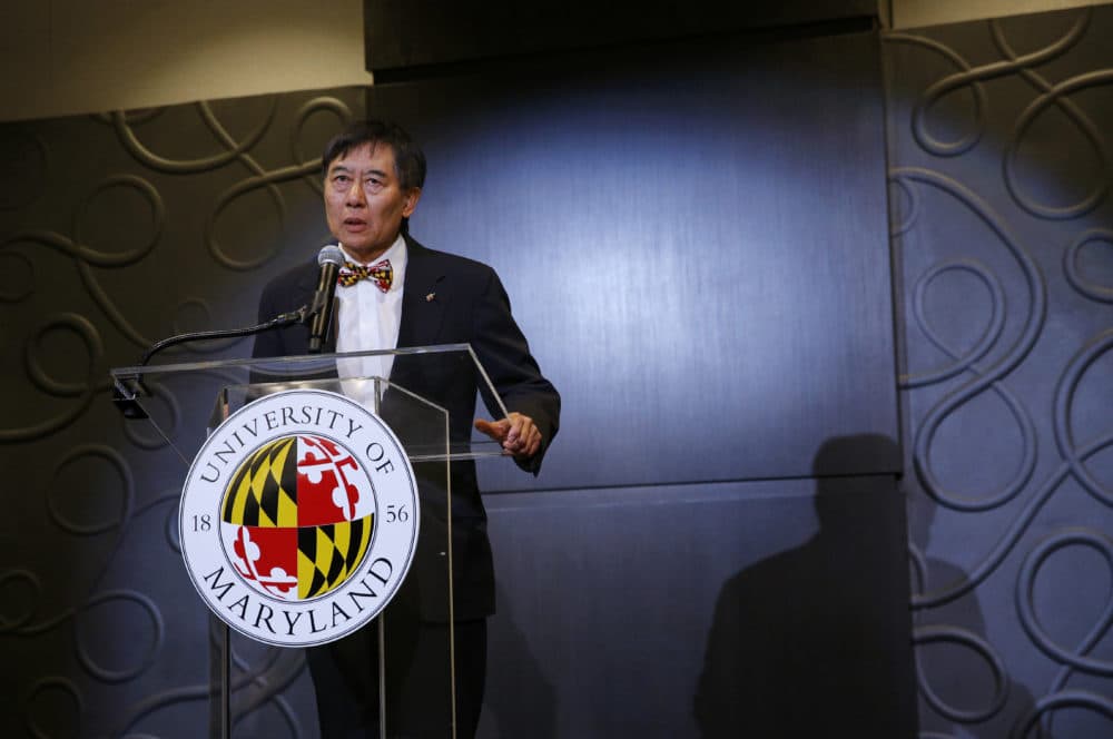 University of Maryland President Wallace Loh speaks at a news conference held to address the school's football program and the death of offensive lineman Jordan McNair.