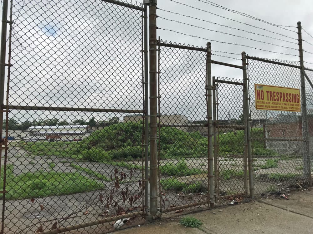A vacant lot in Worcester's Canal District could be the site of a new ballpark. (Callum Borchers/WBUR)