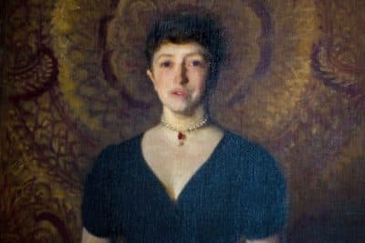 A portrait of Isabella Stewart Gardner by John Singer Sargent on display at her museum. (Jesse Costa/WBUR)