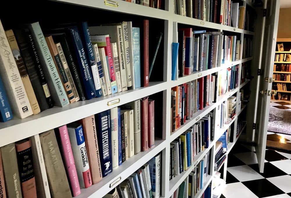 Bookshelves inside Doris Kearns Goodwin's home. (Robin Young/Here & Now)