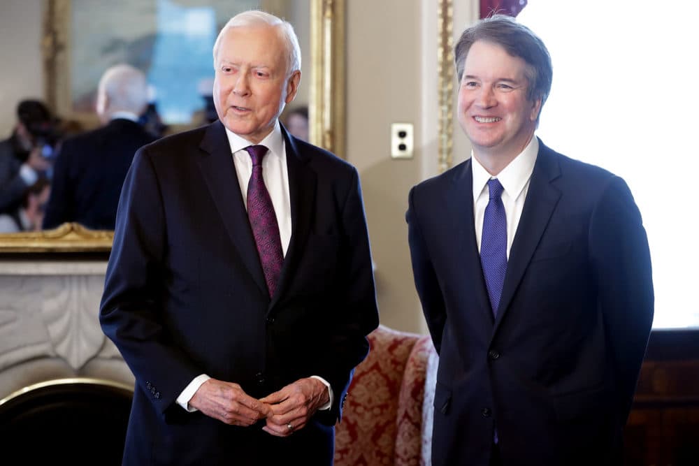 Senate Finance Committee Chairman Orrin Hatch (R-Utah) and Judge Brett Kavanaugh pose for photographs in the Senate president pro tempore office before a meeting at the U.S. Capitol on July 11, 2018 in Washington, D.C. U.S. (Chip Somodevilla/Getty Images)