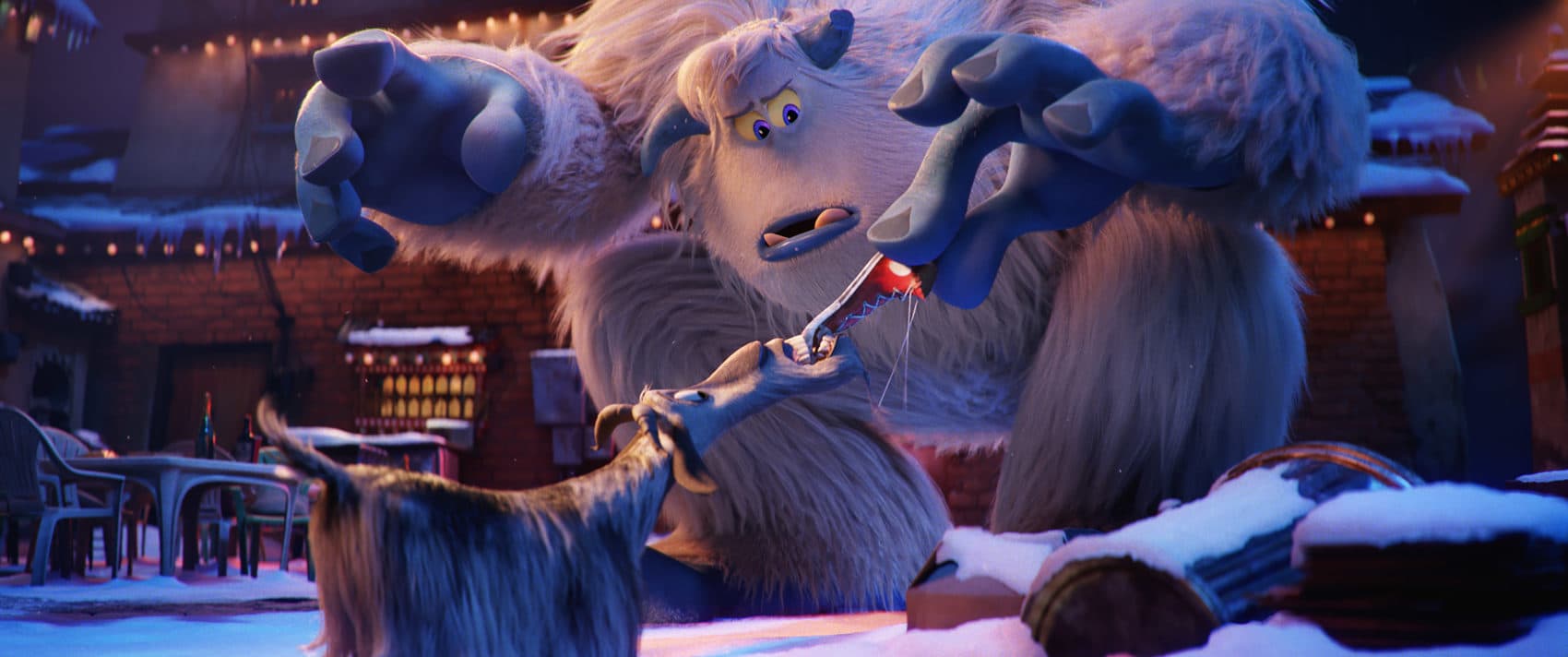 Goat and Migo voiced by Channing Tatum in a still from the new animated film &quot;Smallfoot.&quot; (Courtesy of Warner Bros. Pictures)