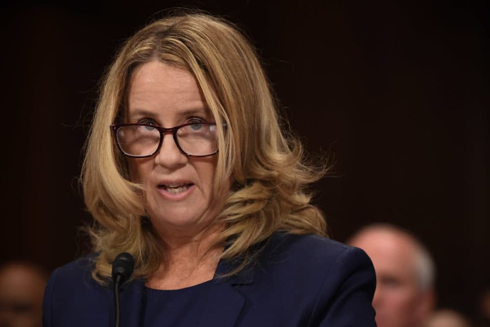 Christine Blasey Ford, the woman accusing Supreme Court nominee Brett Kavanaugh of sexually assaulting her at a party 36 years ago, testifies before the Senate Judiciary Committee on Capitol Hill in Washington, D.C., Sept. 27, 2018. (Saul Loeb/AFP/Getty Images)