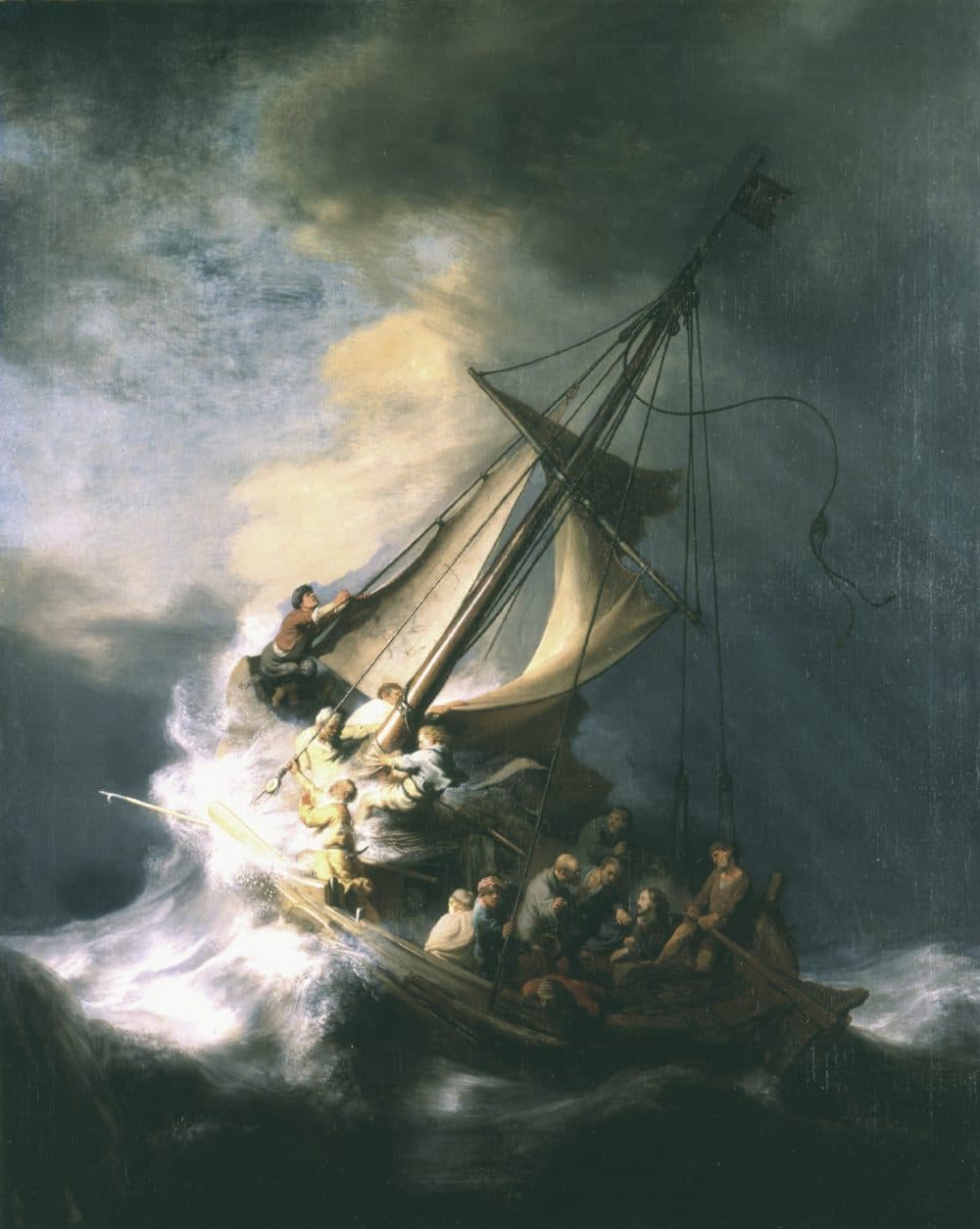 Rembrandt van Rijn's &quot;Christ In The Storm On The Sea Of Galilee,&quot; painted in 1633. Oil on canvas, 160 x 128 cm (63 x 50 3/8 in.) (Courtesy Isabella Stewart Gardner Museum)