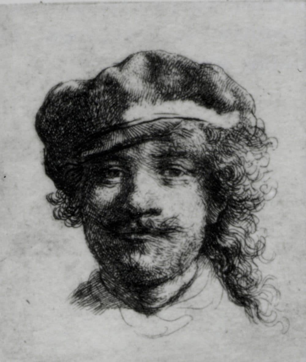 Rembrandt van Rijn's self-portrait titled &quot;Portrait Of The Artist As A Young Man,&quot; painted in 1633. Ink on paper, 4.5 x 5 cm (1 3/4 x 1 15/16 in.) (Courtesy Isabella Stewart Gardner Museum)