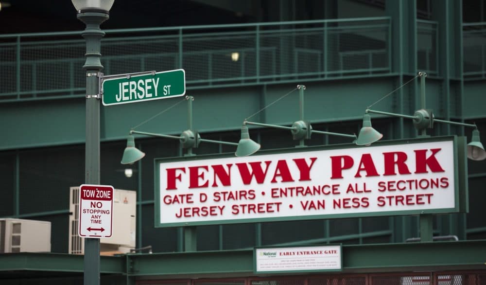 After the city renamed Yawkey Way outside Fenway Park, the street returned to its original name: Jersey Street. (Jesse Costa/WBUR)