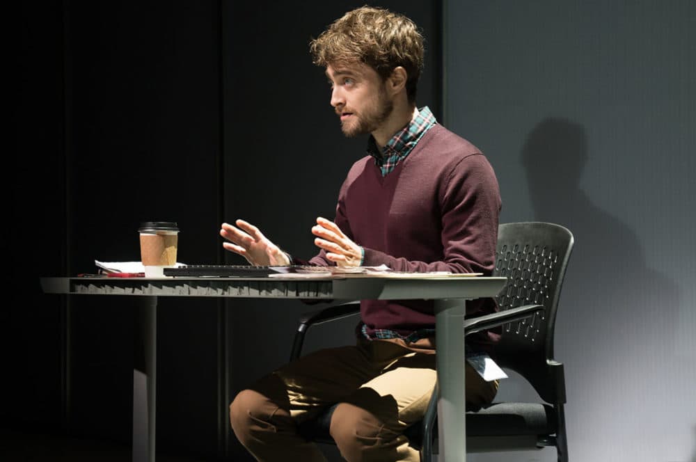 In the new Broadway play &quot;The Lifespan of a Fact,&quot; Daniel Radcliffe plays a zealous young fact checker who gets locked in battle with an essayist over what defines a fact. (Courtesy of Peter Cunningham)