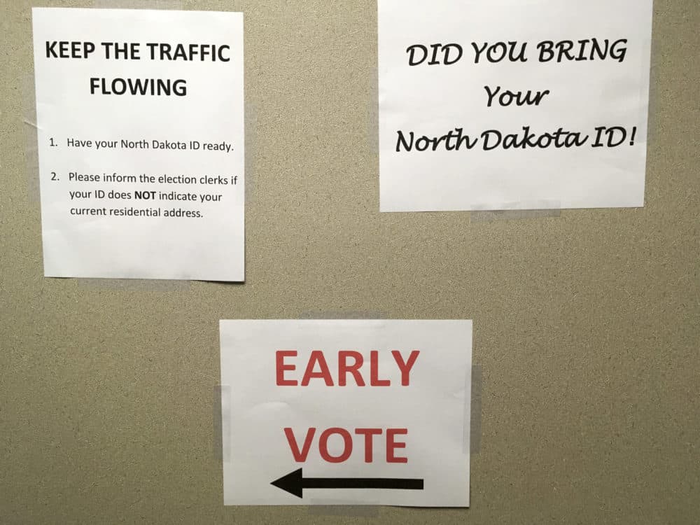 In this Tuesday June 5, 2018, photo, instructions are posted at an early voting precinct in Bismarck, N.D. (James MacPherson/AP)