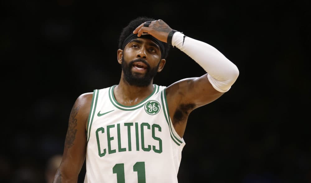 Boston Celtics guard Kyrie Irving during the first quarter of a preseason basketball game in Boston, Sunday, Sept. 30, 2018. (AP Photo/Charles Krupa)