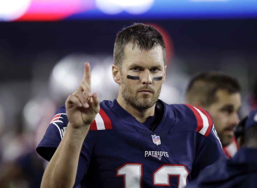 New England Patriots quarterback Tom Brady signals on the sideline during the first half of an NFL football game against the Indianapolis Colts, Thursday, Oct. 4, 2018, in Foxborough. (Charles Krupa/AP)