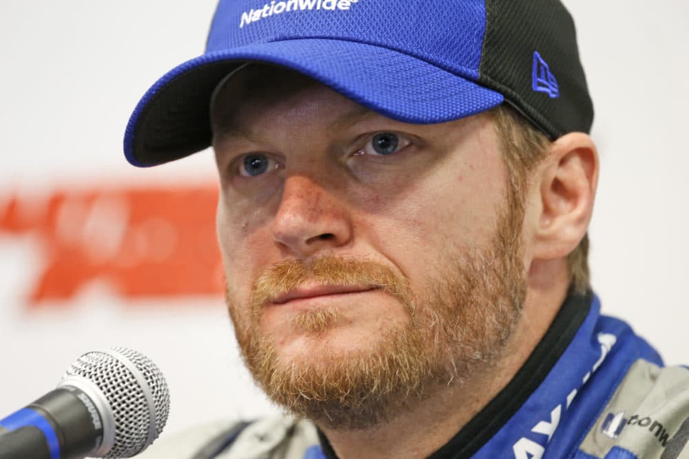 In this 2016 file photo, Dale Earnhardt Jr. speaks at a news conference at the Martinsville Speedway in Martinsville, Va. (Steve Helber/AP)