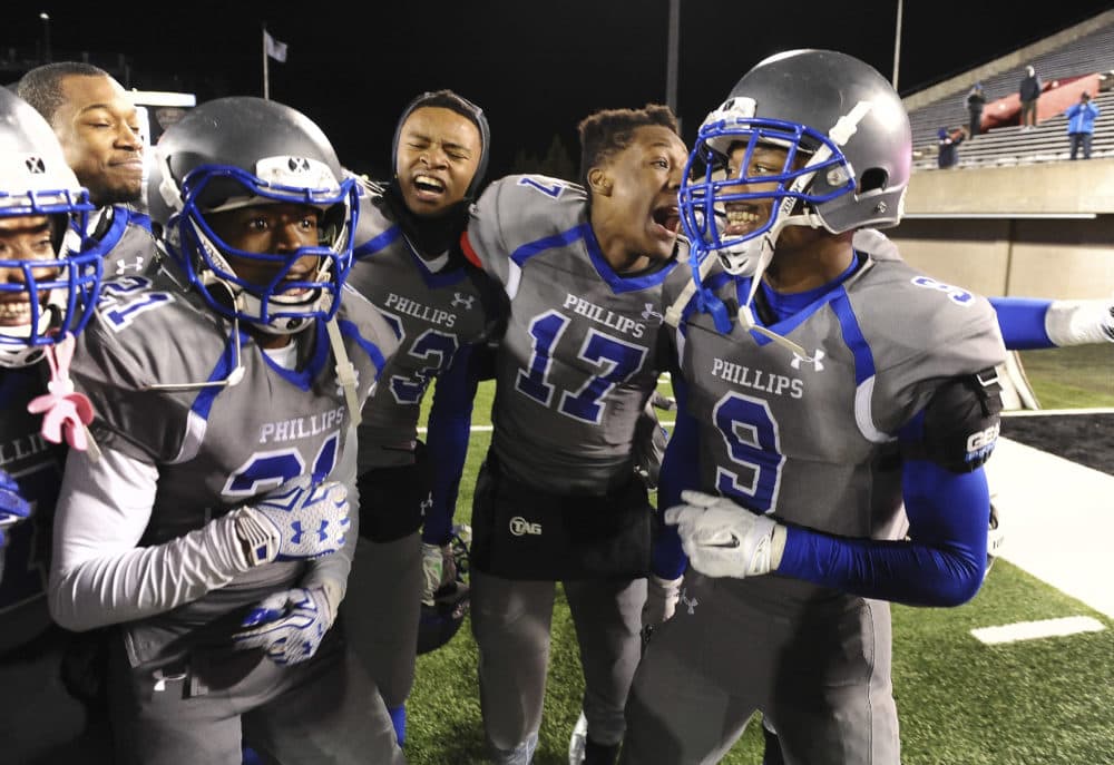 A recent study says that, among the 10 most popular boys' high school sports, football ranks lowest in net health benefits, but second in &quot;psychosocial benefits. (Matt Marton/AP)