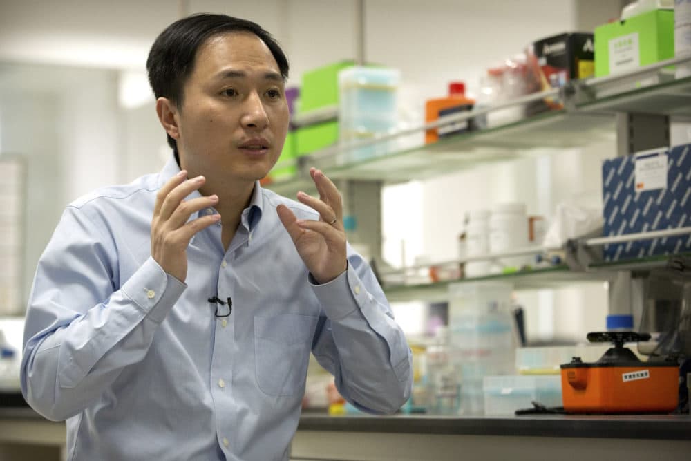 He Jiankui speaks during an interview at a laboratory in Shenzhen in southern China's Guangdong province in October. (Mark Schiefelbein/AP)