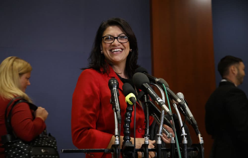Rep.-elect Rashida Tlaib, D-Mich., pauses to speak to media as she walks from member-elect briefings and orientation on Capitol Hill in Washington, Thursday, Nov. 15, 2018. (Carolyn Kaster/AP)