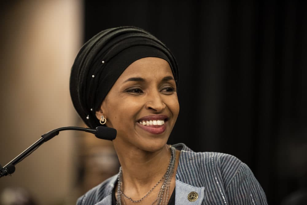 Minnesota Democratic congressional candidate Ilhan Omar speaks at an election night results party on Nov. 6, 2018 in Minneapolis. (Stephen Maturen/Getty Images)