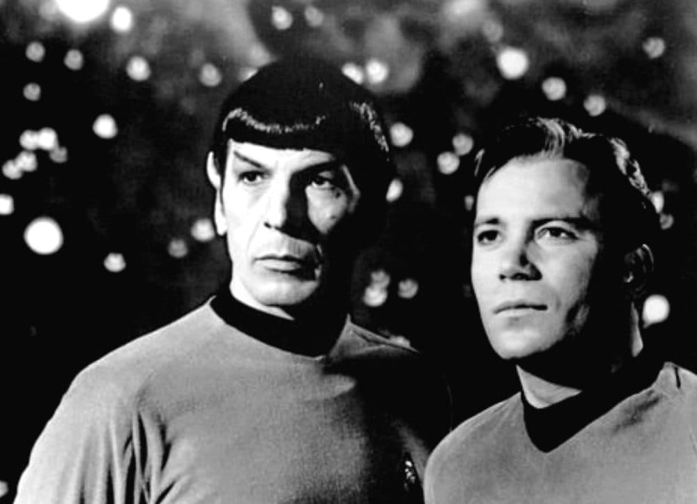 Leonard Nimoy (left) as Star Trek's Mr. Spock. (Public Domain)