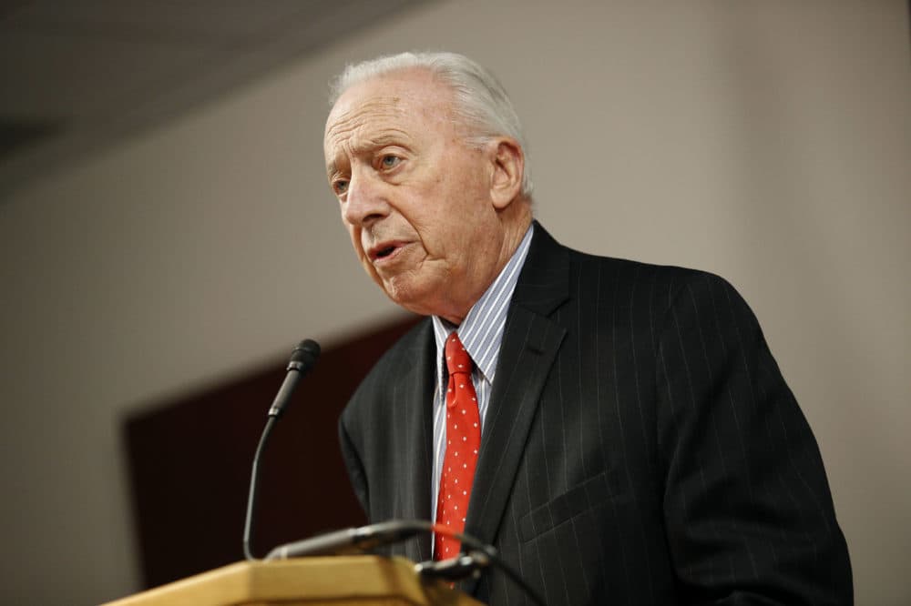 James Brady, chairman of the University System of Maryland Board of Regents, speaks at an October news conference to announce the board's recommendation that football head coach DJ Durkin retain his job. Brady resigned on Thursday. (Patrick Semansky/AP)