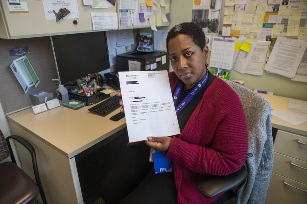 Isela was denied life insurance because her medication list showed a prescription for the opioid-reversal drug naloxone. The Boston Medical Center nurse says she wants the drug to save others. (Jesse Costa/WBUR)