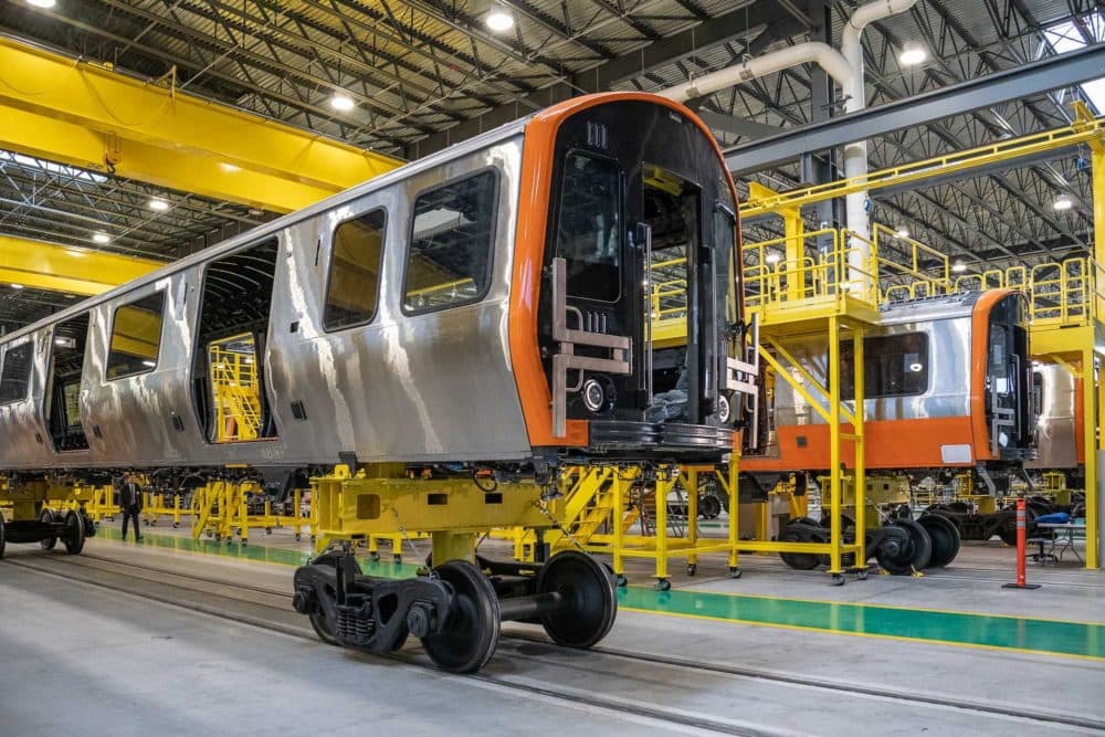 The first pair of new MBTA Orange Line cars were unveiled Dec. 18, 2018. (Courtesy MBTA)