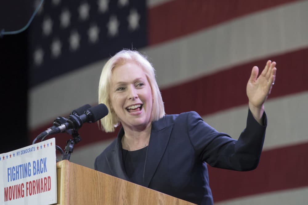 Sen. Kirsten Gillibrand speaks to supporters during an election night watch party hosted by the New York State Democratic Committee, Tuesday, Nov. 6, 2018, in New York. (Mary Altaffer/AP)