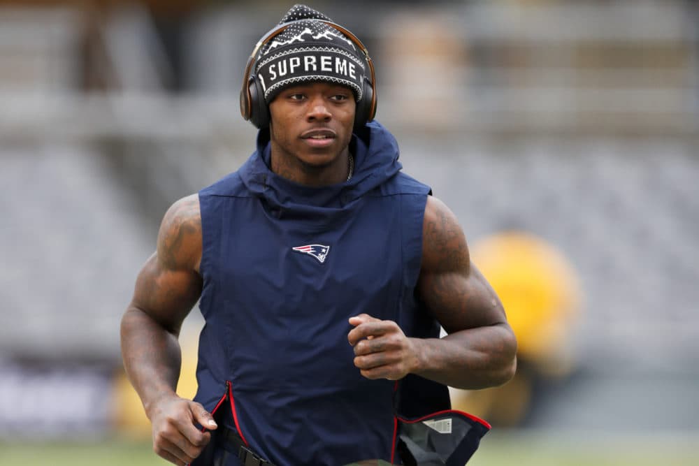 New England Patriots wide receiver Josh Gordon warms up before Sunday's game in Pittsburgh. (Keith Srakocic/AP)