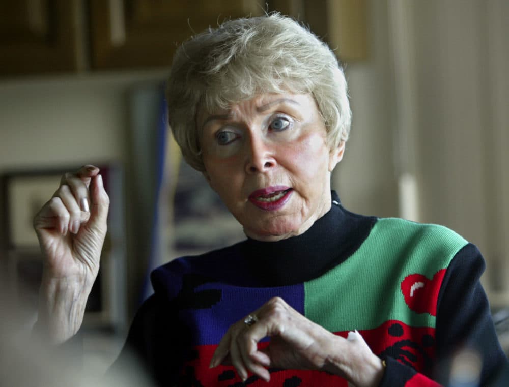 Audrey Geisel, widow of Dr. Seuss creator Theodor Geisel, died peacefully at her California home on Wednesday, Dec. 19, 2018, at age 97. In this Feb. 4, 2004 file photo, she appears during an interview at her home in the La Jolla area of San Diego. (AP Photo/Lenny Ignelzi, File)