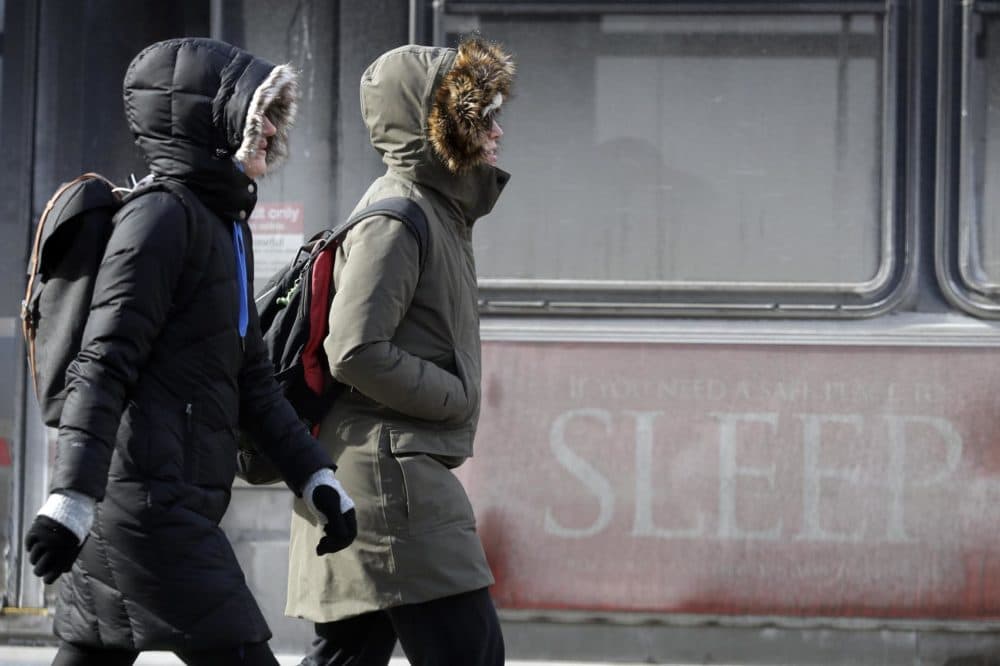 People are bundled up against the cold in downtown Chicago, Sunday, Jan. 27, 2019. (Nam Y. Huh/AP)