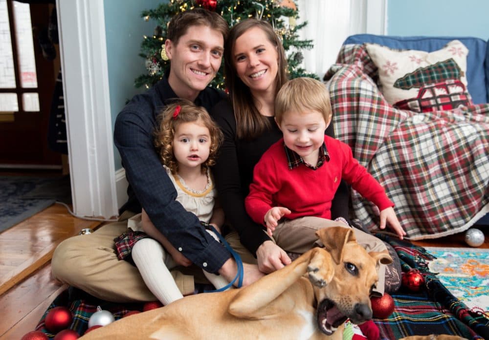 Kyle, Lauren, Cora and Cody Stetson, and Pua the puppy (Courtesy of Jamie Isherwood Photography)