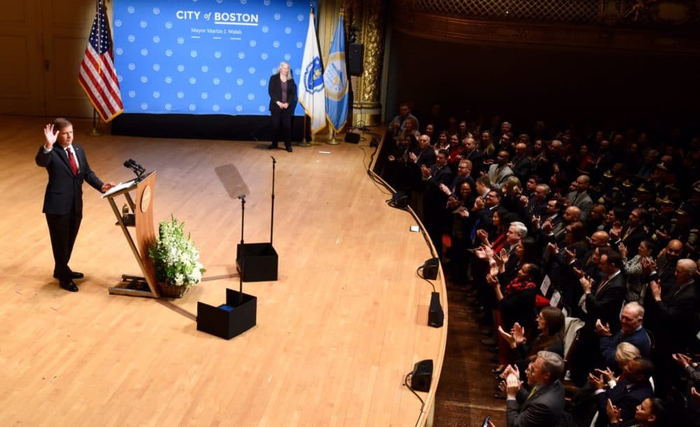 Boston Mayor Marty Walsh addresses the audience at the State of the City address on Tuesday, Jan. 15, 2019. (Courtesy Mayor's Twitter)