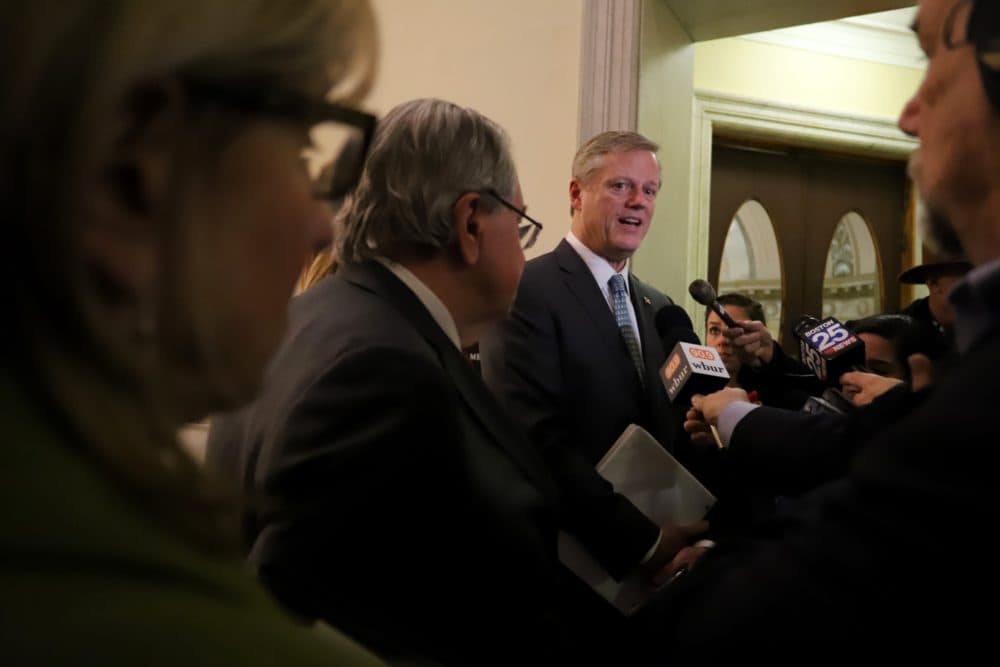 Gov. Charlie Baker said he would like to see Washington lawmakers &quot;have a chance to see some of the regular people that depend on them to do their job.&quot; (Sam Doran/SHNS)