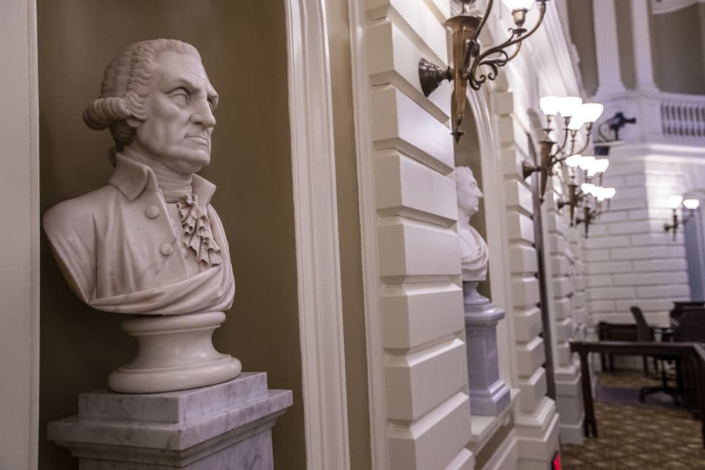 The busts of George Washington and Marquis de Lafayette, among other important heroes of American history will be joined by the bust of Frederick Douglass . (Jesse Costa/WBUR)