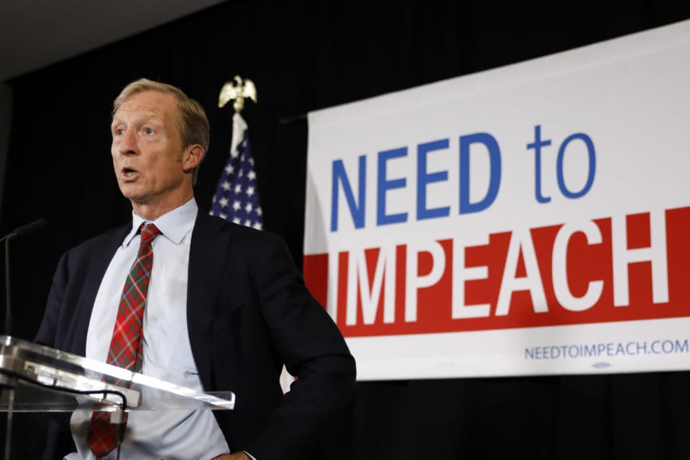 Billionaire investor and Democratic activist Tom Steyer speaks during a news conference where he announced his decision not to seek the 2020 Democratic presidential nomination, Wednesday, Jan. 9, 2019, at the Statehouse in Des Moines, Iowa. (Charlie Neibergall/AP)