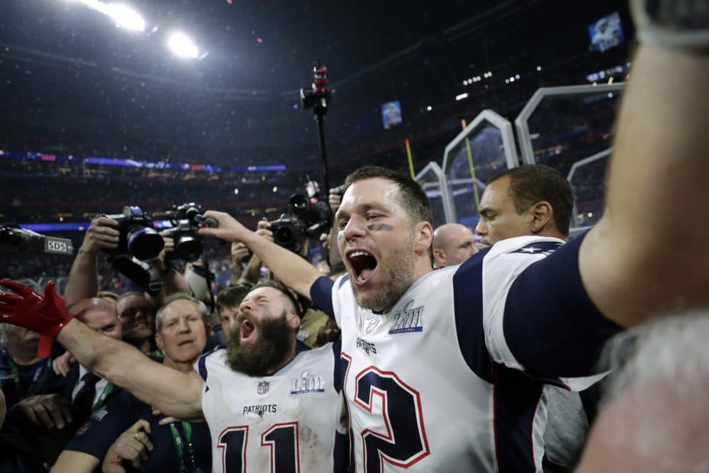 19035136968785 
APTOPIX Patriots Rams Super Bowl Football
New England Patriots' Julian Edelman, left, and Tom Brady celebrate after the NFL Super Bowl 53 football game against the Los Angeles Rams, Sunday, Feb. 3, 2019, in Atlanta. The Patriots won 13-3. Edelman was named the Most Valuable Player. (David J. Phillip/AP)