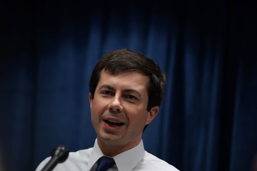 Mayor of South Bend, Indiana, Pete Buttigieg speaks during a news conference Jan. 23, 2019 in Washington, D.C. Buttigeig held a news conference to announce that he is forming an exploratory committee to run for the Democratic presidential nomination.  (Photo by Alex Wong/Getty Images)