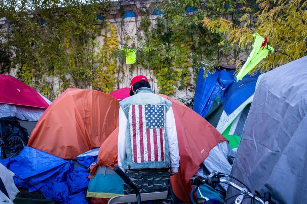 More than 200 people lived at a large encampment along Hiawatha and Cedar Avenues in Minneapolis, Minnesota on October 22, 2018. (Kerem Yucel/AFP/Getty Images)