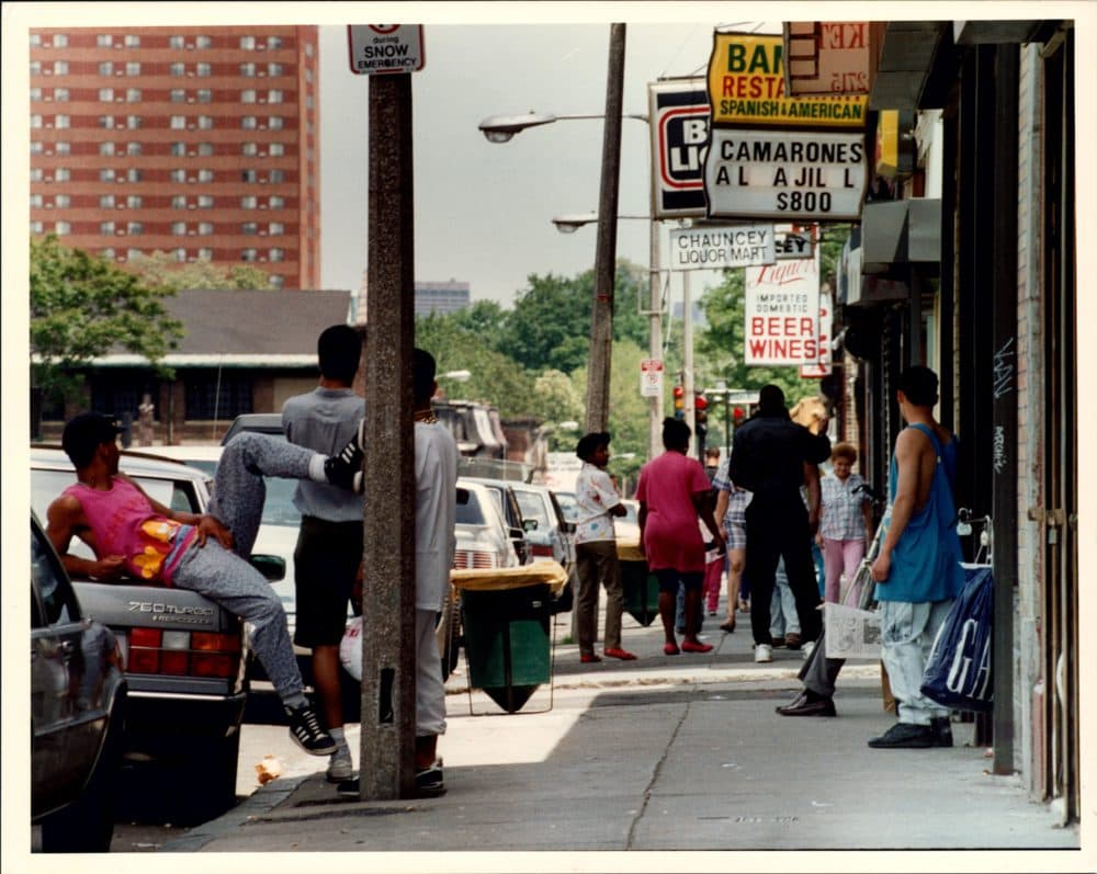 Washington Street in the Egleston Square area, in 1990 (Courtesy of Yunghi Kim/Boston Globe Library at Northeastern University Library's Archives and Special Collections)