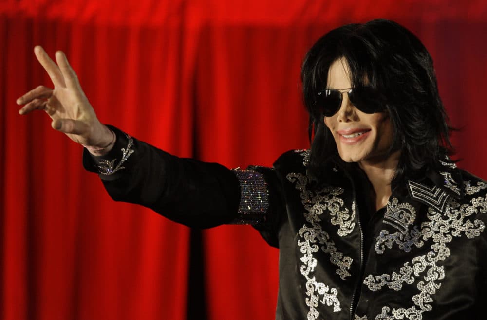 Singer Michael Jackson in March 2009, when he announced that he would play ten live concerts at the London O2 Arena in July, speaking at the venue itself in south London. Jackson died in June 2009. (Joel Ryan/AP)