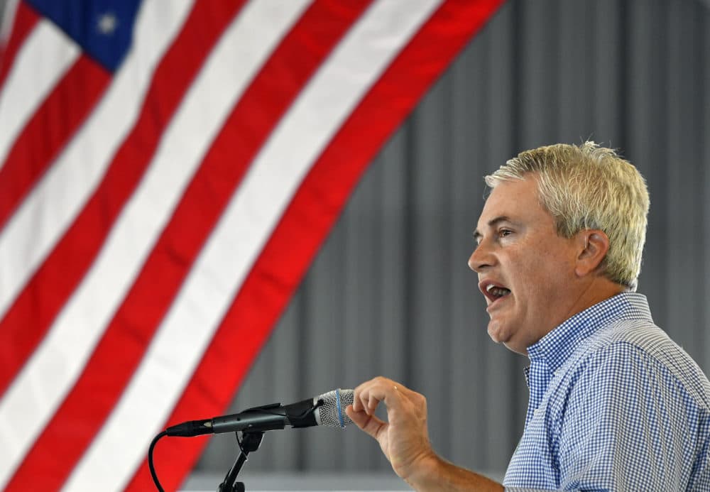 Rep. James Comer, R-Ky., speaks to the audience gathered at the 138th annual Fancy Farm Picnic, on Aug. 4, 2018, in Fancy Farm, Ky. (Timothy D. Easley/AP)